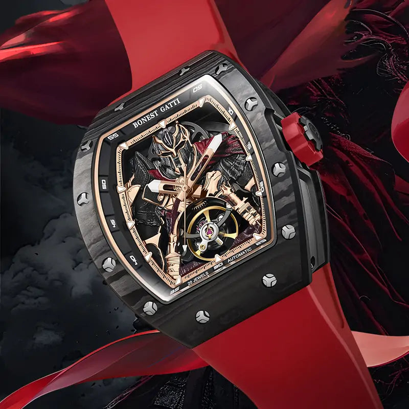 BG9009 Spartan Warrior Carbon Fiber Skeleton Automatic Watch