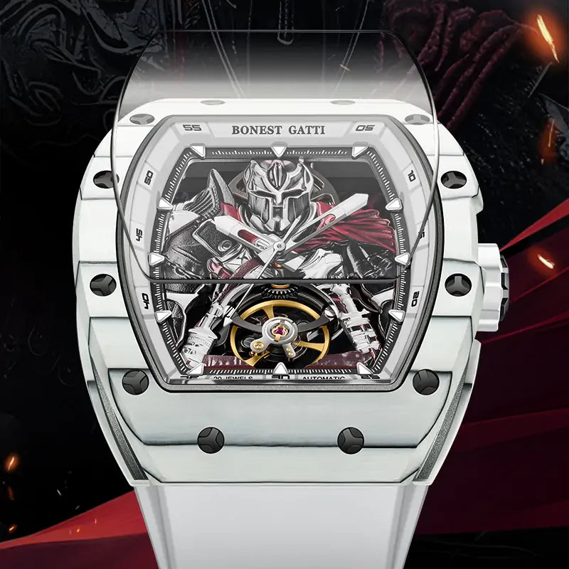 BG9009 Spartan Warrior Carbon Fiber Skeleton Automatic Watch