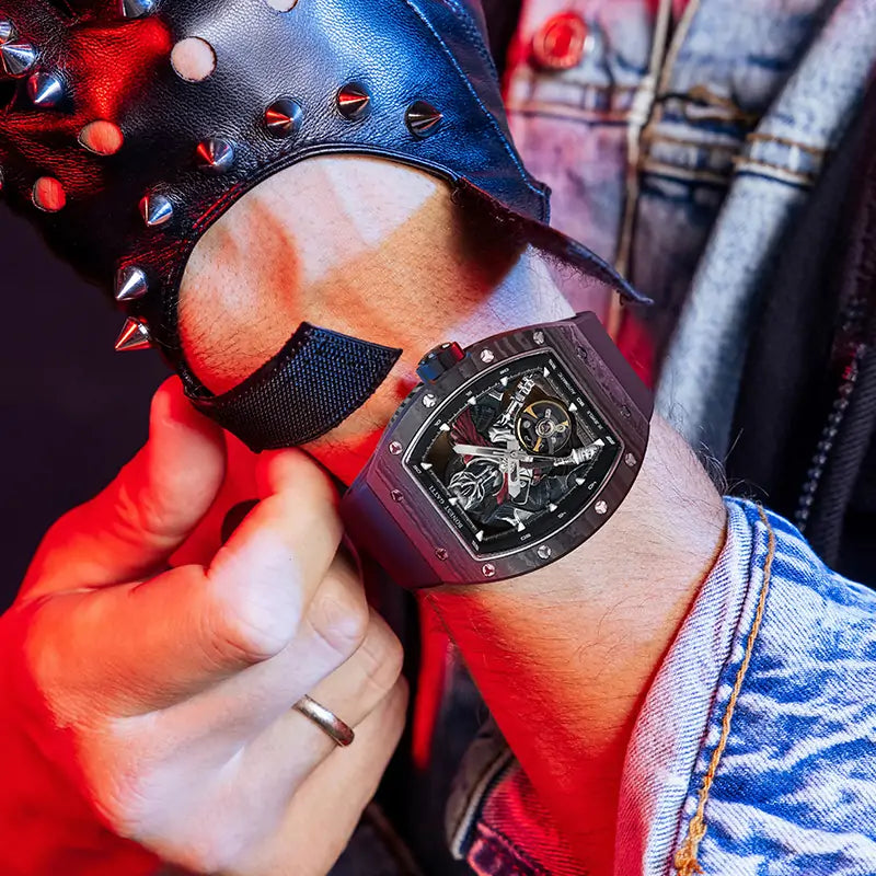BG9009 Spartan Warrior Carbon Fiber Skeleton Automatic Watch