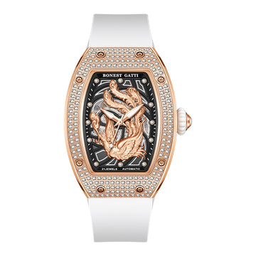 BG9910 Elegant Tonneau Crystal Mechanical Watch for Women