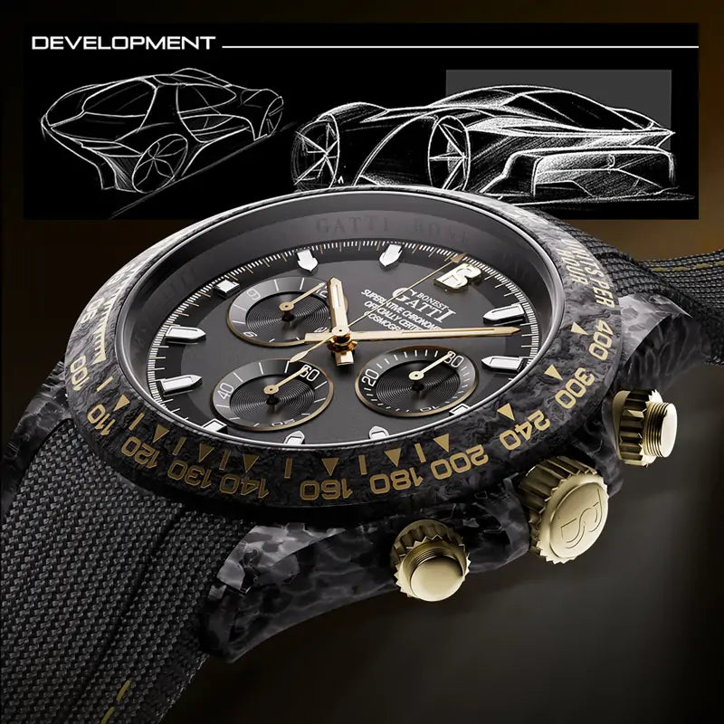 BG9010 Carbon Fiber Chronograph Watch