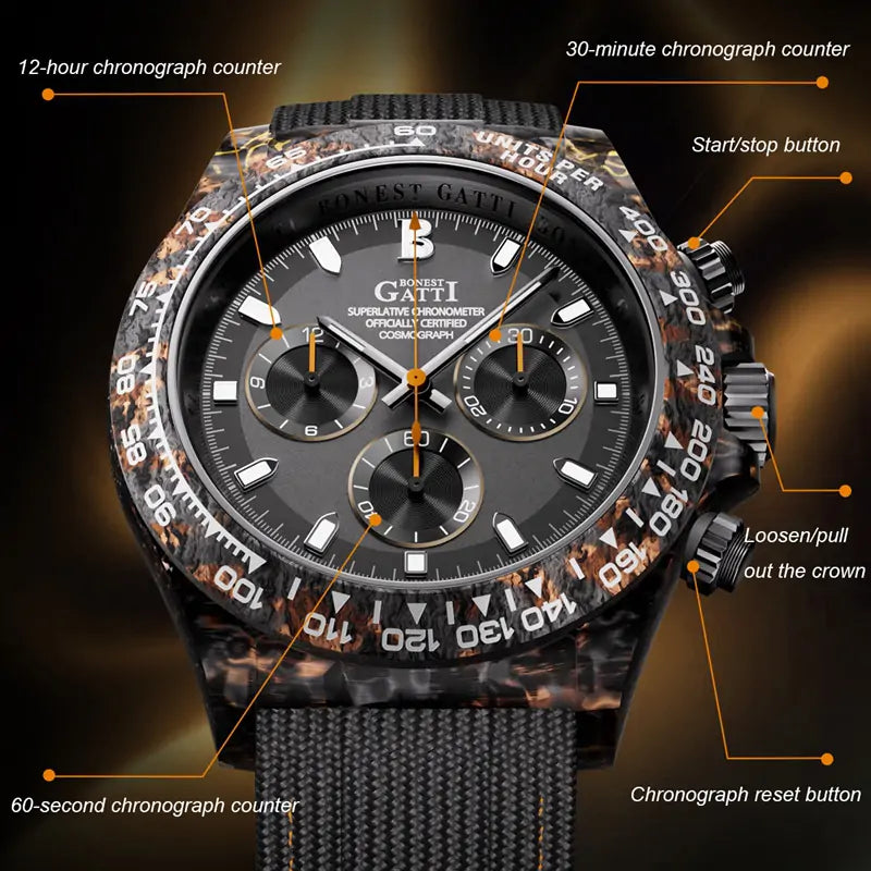 BG9010 Carbon Fiber Chronograph Watch