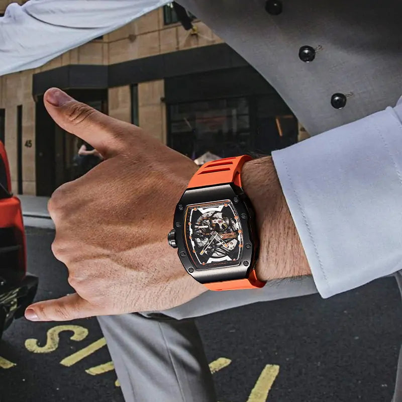 BG9901 Skeleton Tonneau Automatic Watch