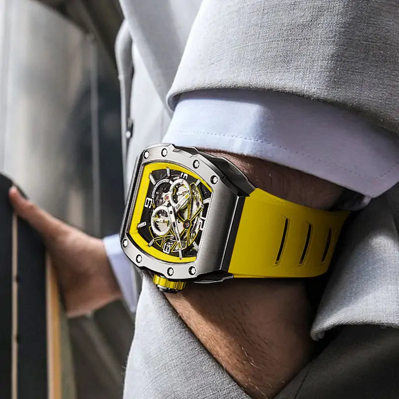 BG9903 Skeleton Tonneau Automatic Mechanical Watch