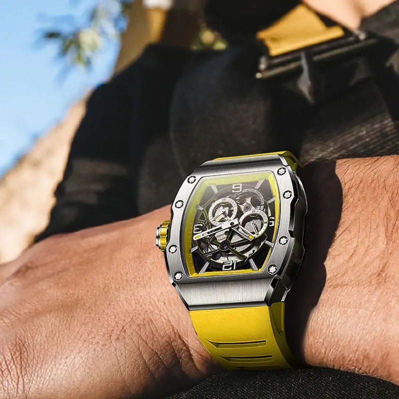 BG9903 Skeleton Tonneau Automatic Mechanical Watch
