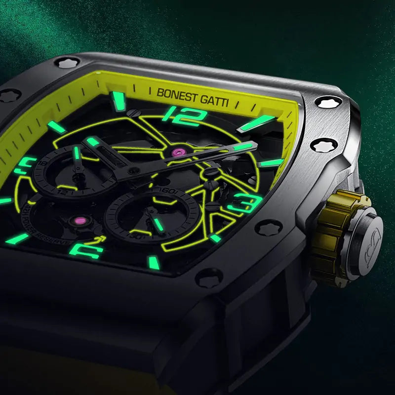 BG9903 Skeleton Tonneau Automatic Mechanical Watch