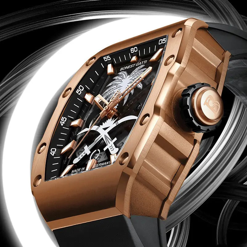 BG9904 Tonneau Palm Tree Automatic Date Watch