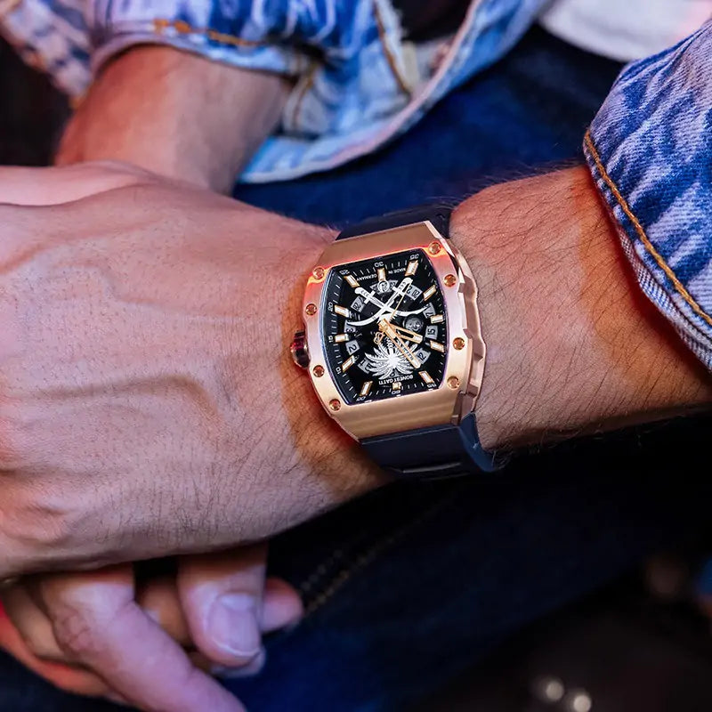BG9904 Tonneau Palm Tree Automatic Date Watch