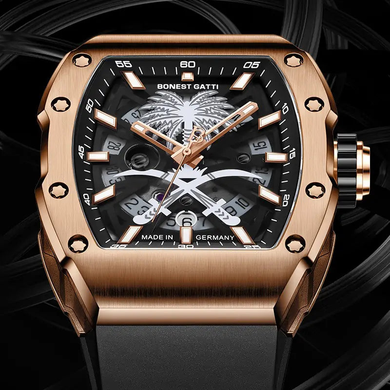 BG9904 Tonneau Palm Tree Automatic Date Watch