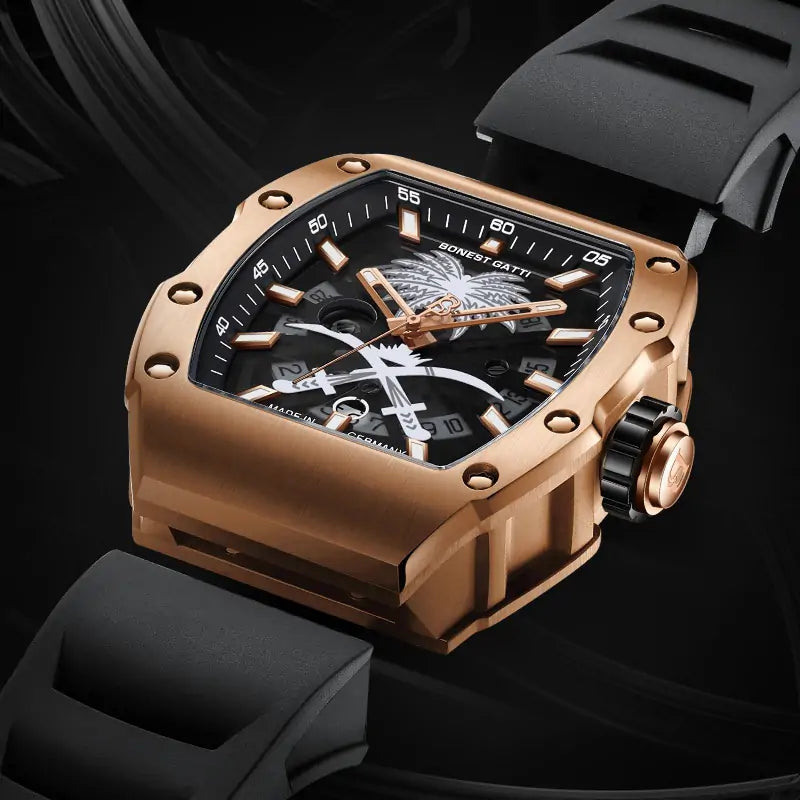 BG9904 Tonneau Palm Tree Automatic Date Watch