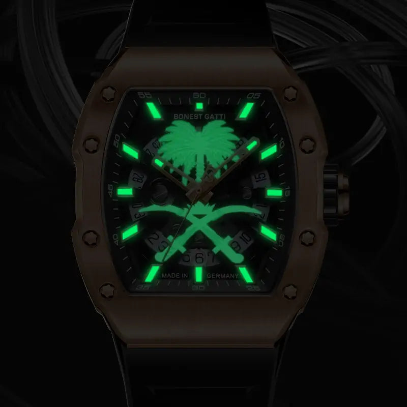 BG9904 Tonneau Palm Tree Automatic Date Watch