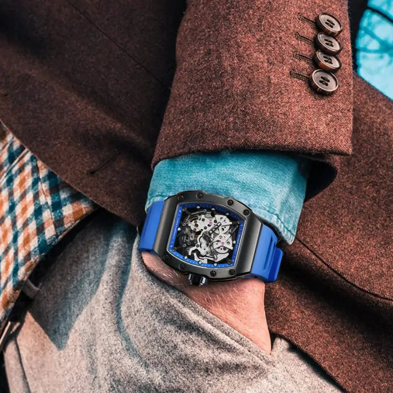 BG9905 Carbon Fiber Skeleton Tonneau Automatic Watch