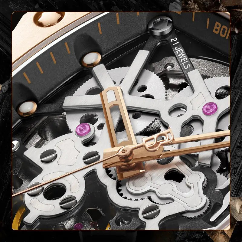 BG9905 Carbon Fiber Skeleton Tonneau Automatic Watch