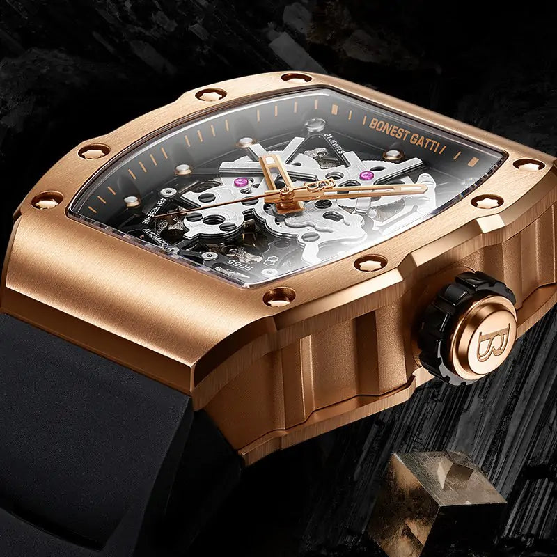 BG9905 Tonneau skeleton mechanical watch