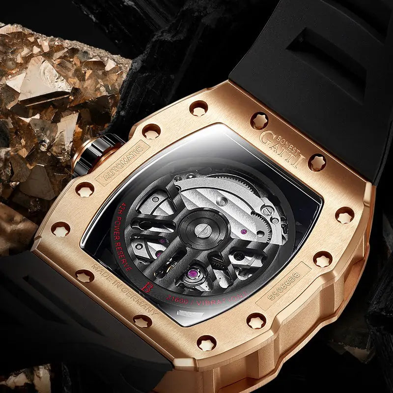 BG9905 Carbon Fiber Skeleton Tonneau Automatic Watch