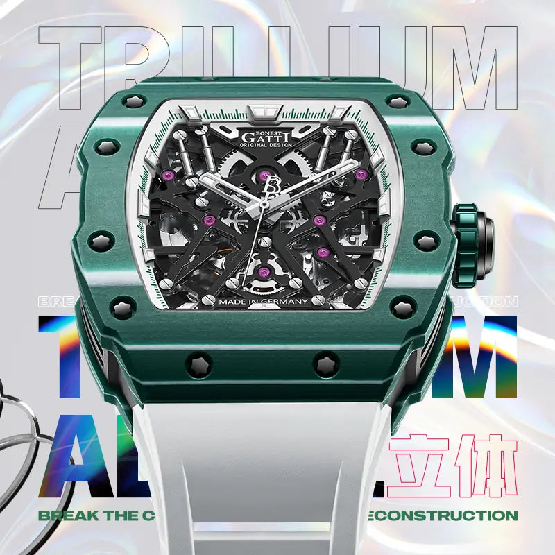 BG9906 Carbon Fiber Skeleton Tonneau Automatic Watch