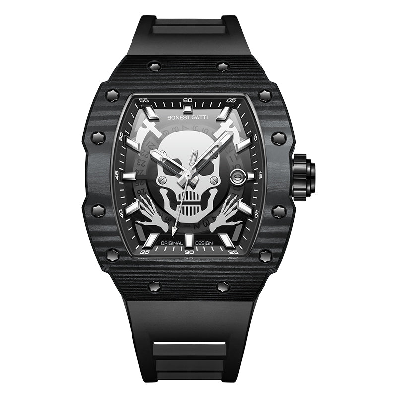 BG9908 Skull Carbon Fiber Skeleton Automatic Watch