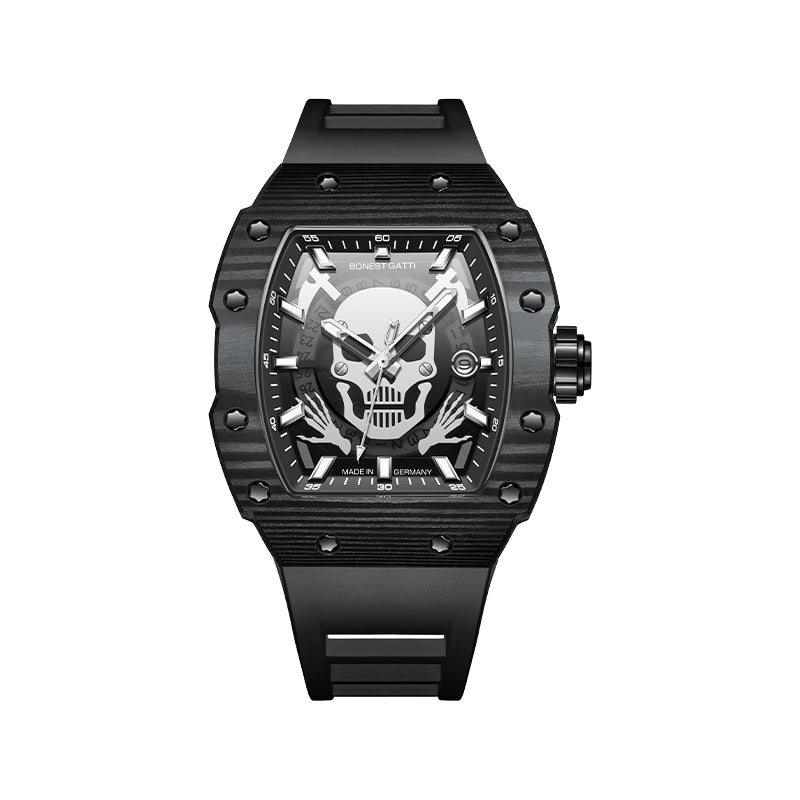 BG9909 Carbon Fiber Skull Tonneau Mechanical Watch