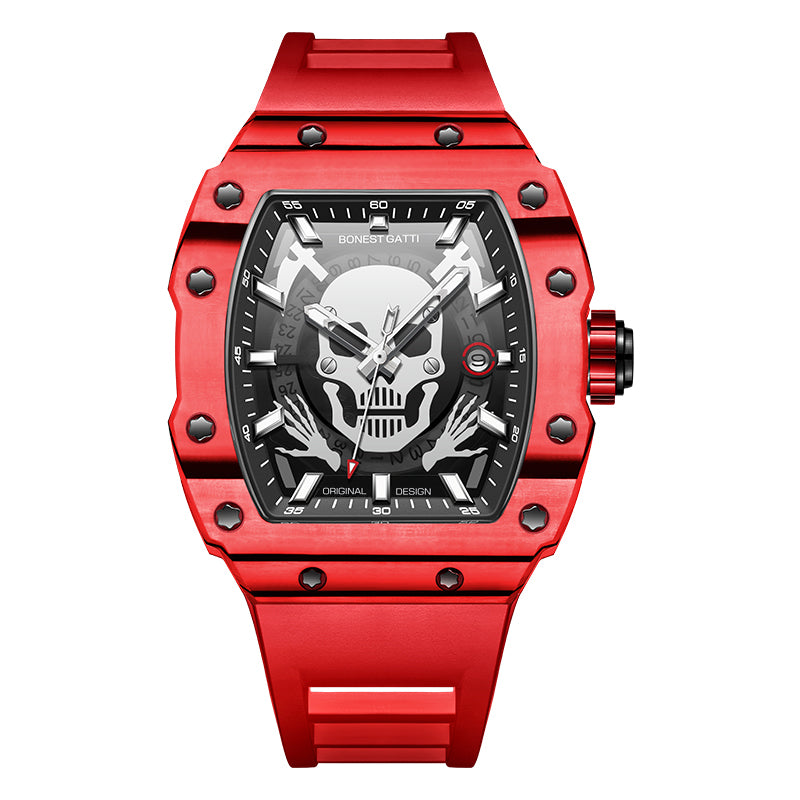 BG9908 Skull Carbon Fiber Skeleton Automatic Watch