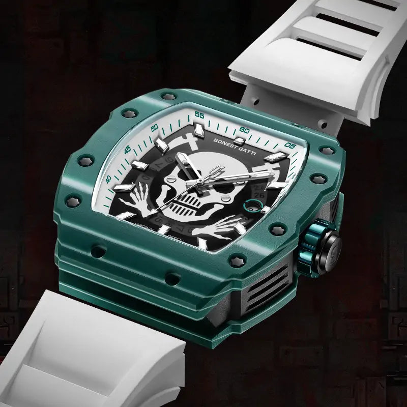BG9908 Skull Carbon Fiber Skeleton Automatic Watch