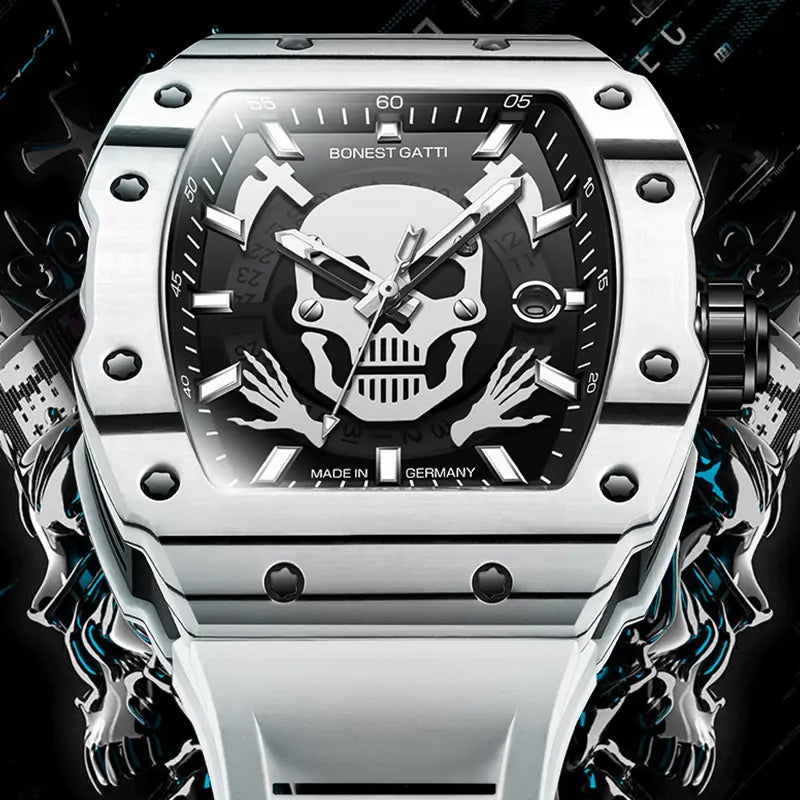 BG9909 Carbon Fiber Skull Tonneau Mechanical Watch