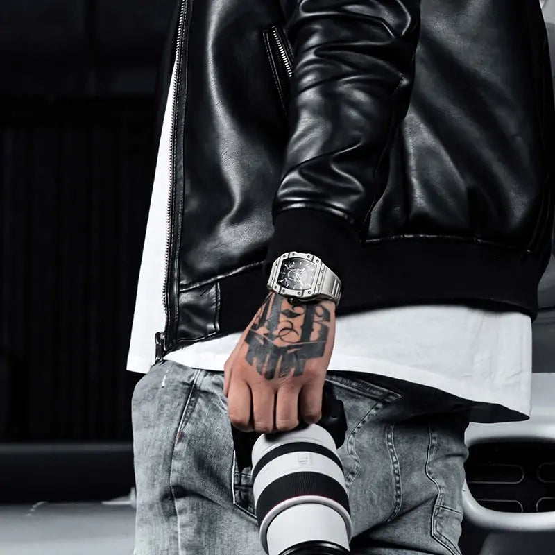 BG9909 Carbon Fiber Skull Tonneau Mechanical Watch