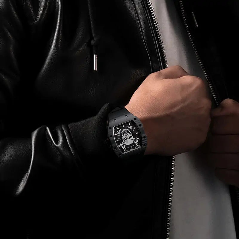 BG9909 Carbon Fiber Skull Tonneau Mechanical Watch