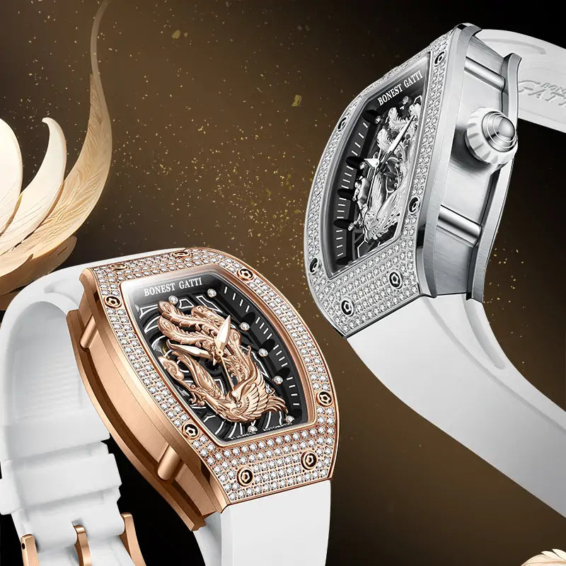 BG9910 Elegant Tonneau Crystal Mechanical Watch for Women