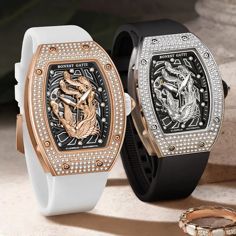BG9910 Tonneau Crystal Mechanical Women Watch