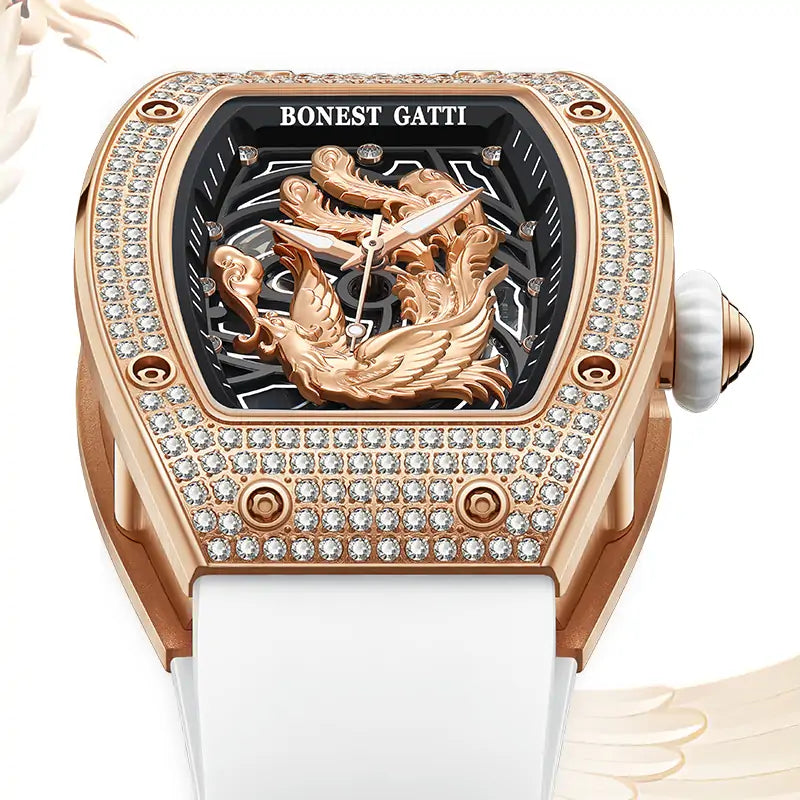 BG9910 Elegant Tonneau Crystal Mechanical Watch for Women