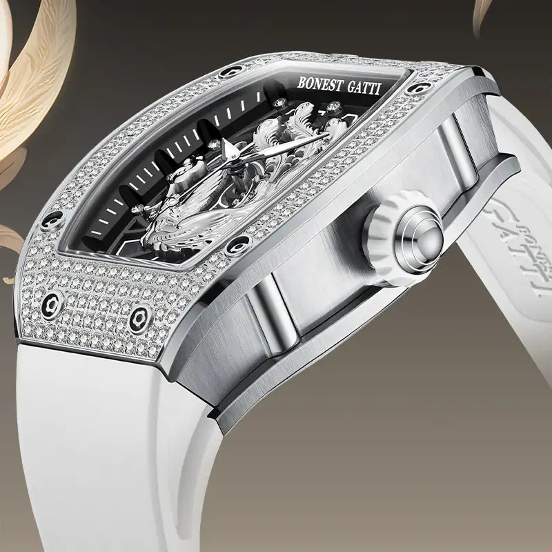 BG9910 Elegant Tonneau Crystal Mechanical Watch for Women