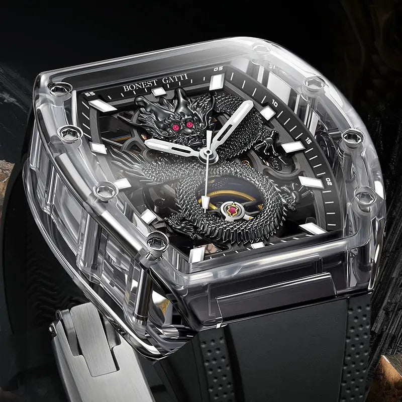 BG9980 Dragon Crystal Skeleton Automatic Watch