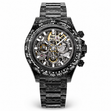 BONEST GATTI BG9014-C1 Silver Vein carbon fiber skeleton chronograph front view on white