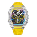 BG9920 yellow K9 crystal skeleton watch front view