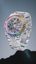 Skeleton Chronograph
BG6009 Transparent Crystal Rainbow Bezel