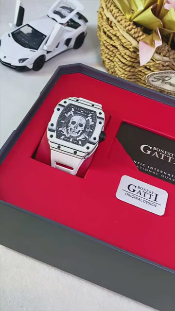BG9909 Carbon Fiber Skull Tonneau Mechanical Watch