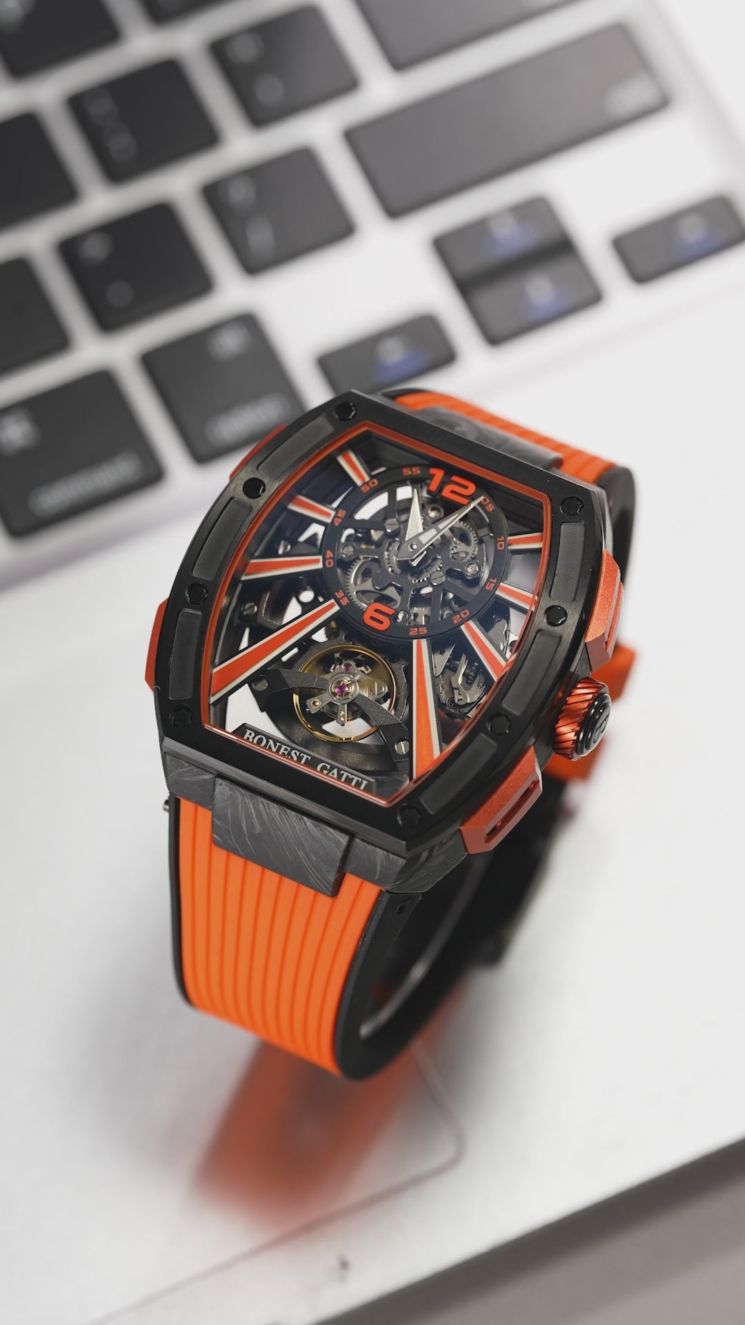 BG9005 Carbon Fiber Tonneau Skeleton Automatic Watch