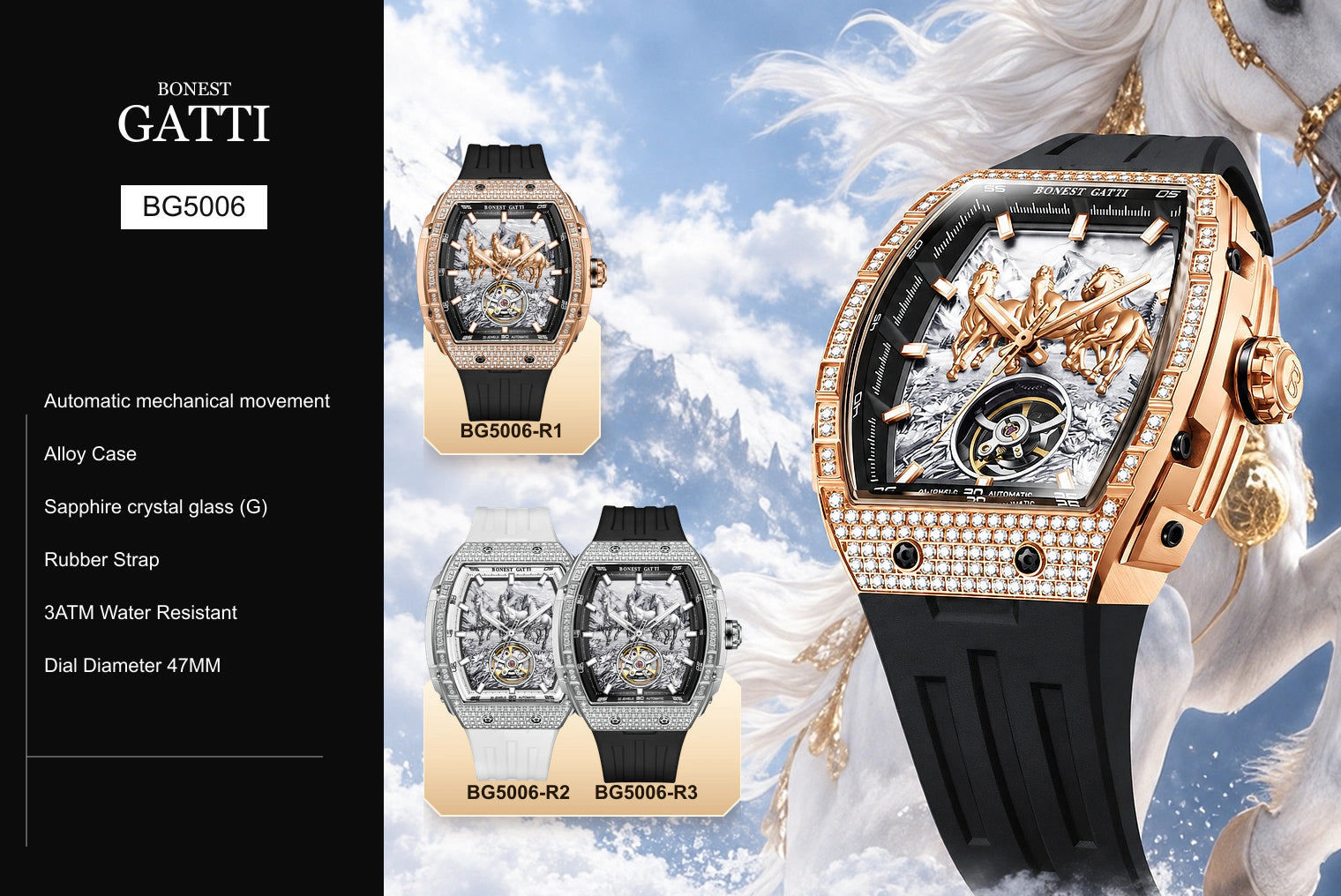 BONEST GATTI BG5006 watch, specifications and available colors