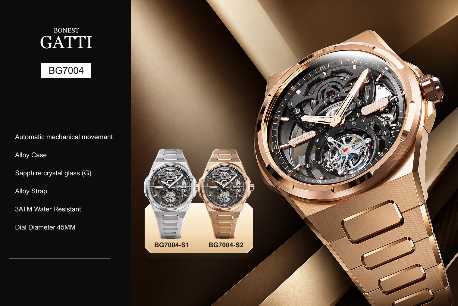 BONEST GATTI BG7004 watch, specifications and available colors