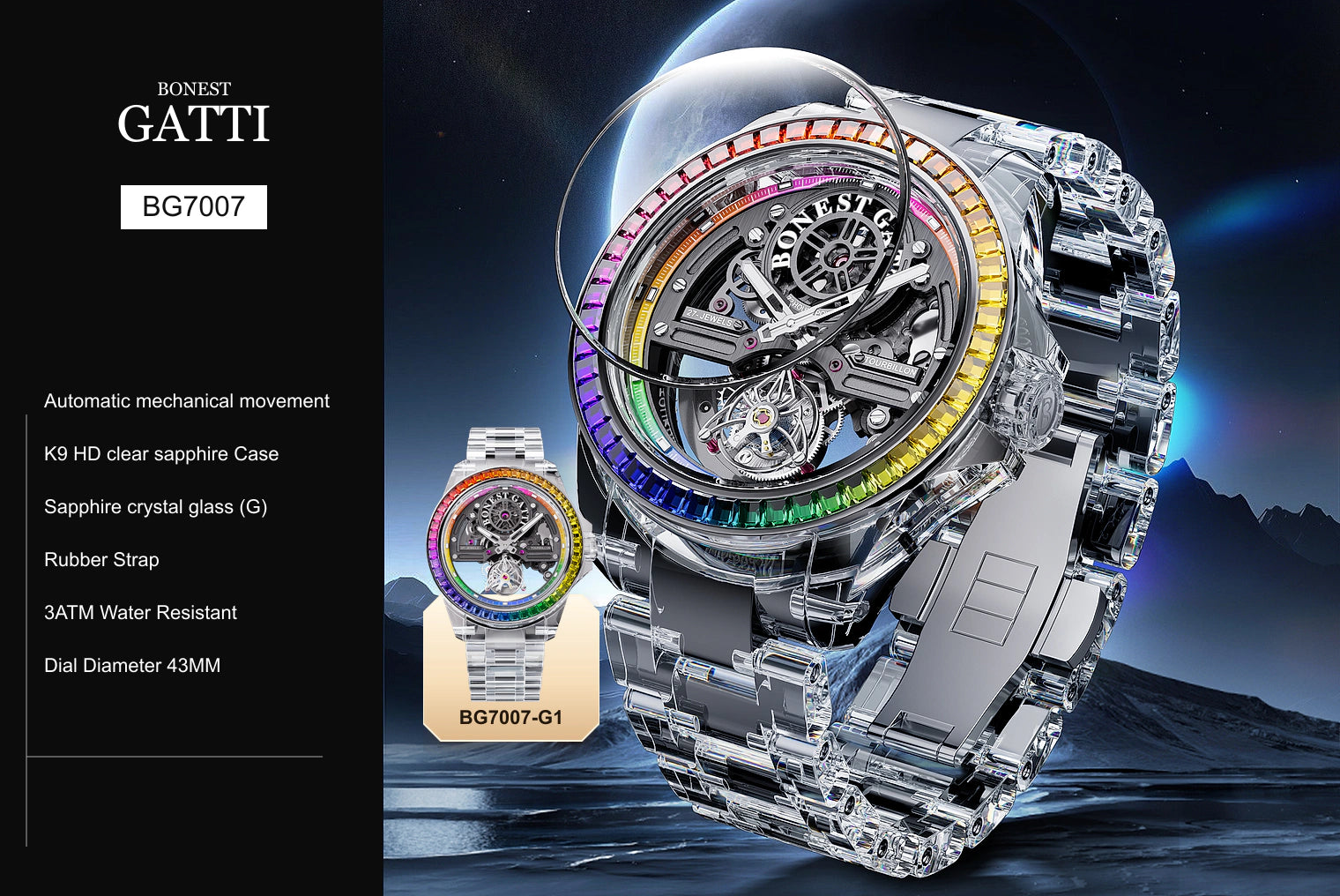 BONEST GATTI BG7007 watch, specifications and available colors