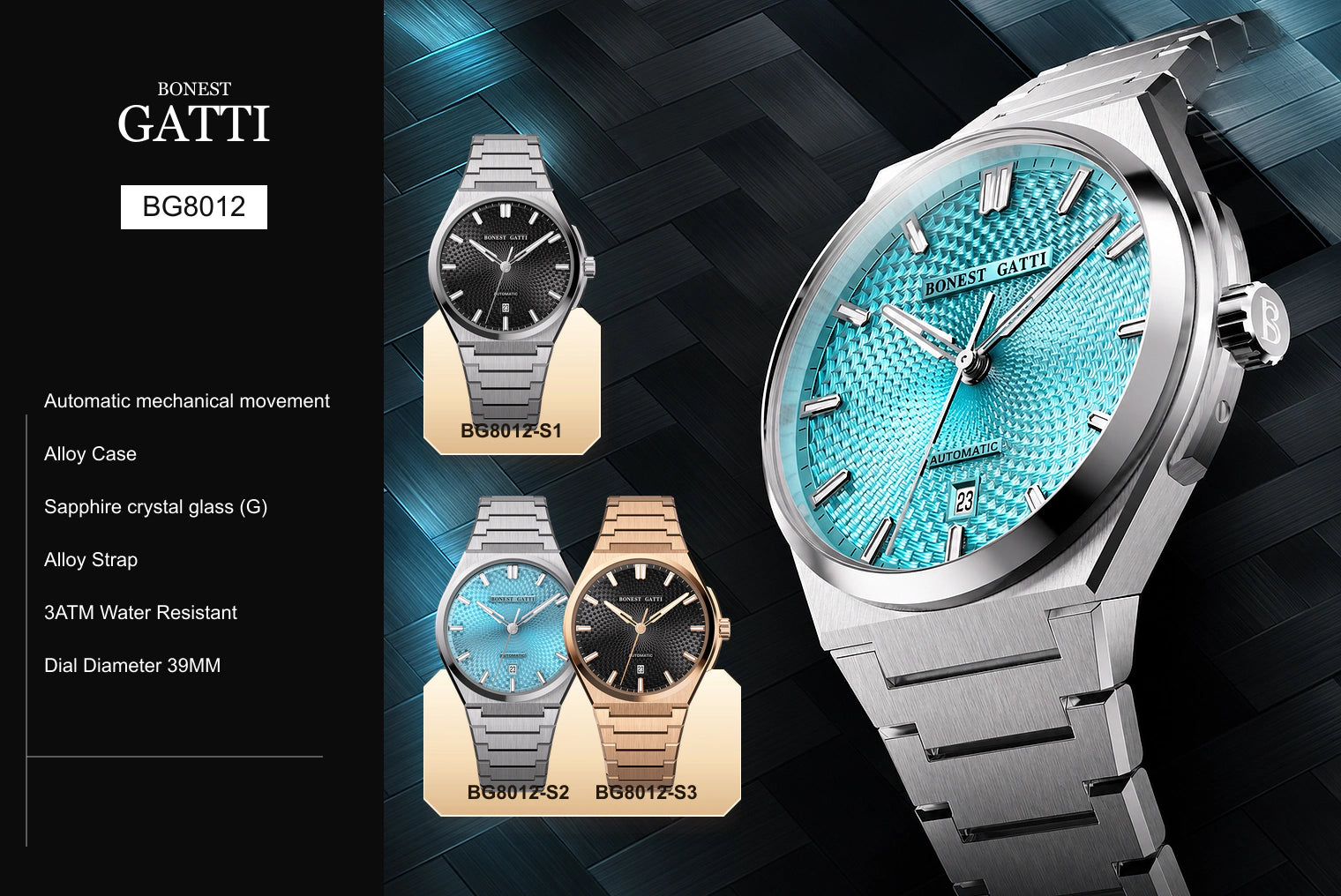 BONEST GATTI BG8012 watch, specifications and available colors