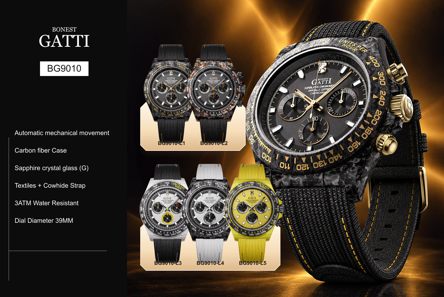 BONEST GATTI BG9010 watch, specifications and available colors
